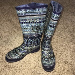 patterned rain boots